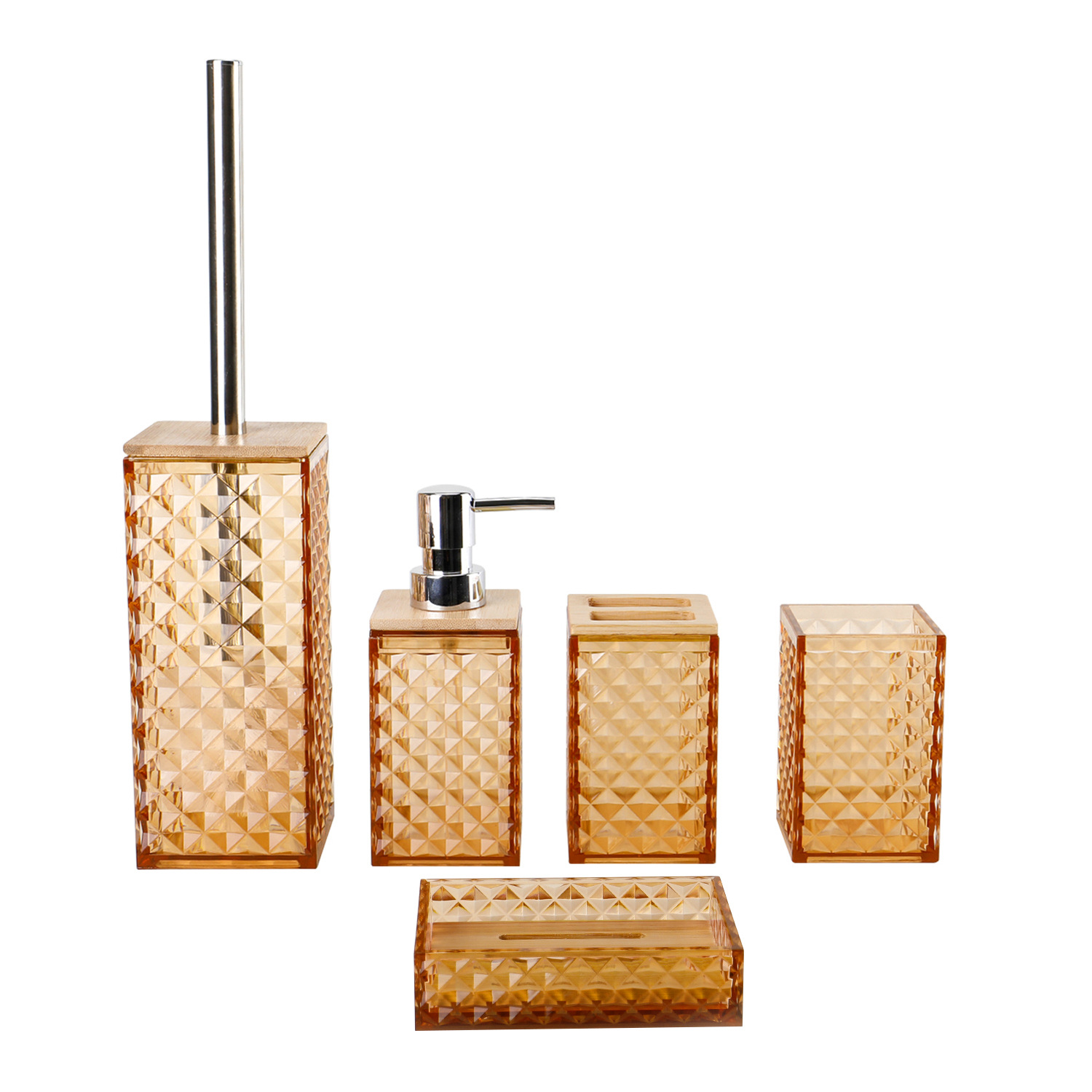 5002-5 Conjunto de cinco piezas con cubierta de bambú - Morandi Yellow