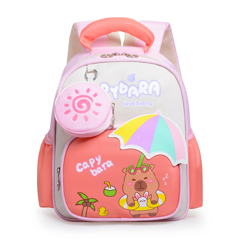 Kapibara Kindergarten mochila de dibujos animados transpirables para niños mochila de preescolar para niñas
