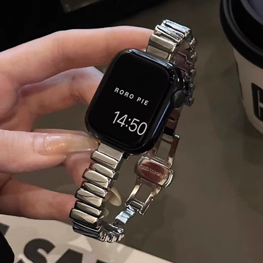 Suitable for Apple Watch Strap Asymmetrical Metal Chain Applewatchs11 Strap 10 Classy Summer Stainless Steel 9