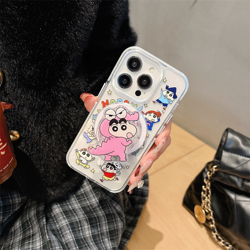 卡通动漫小新超人磁吸支架适用iPhone17苹果16ProMax/15/14手机壳|undefined