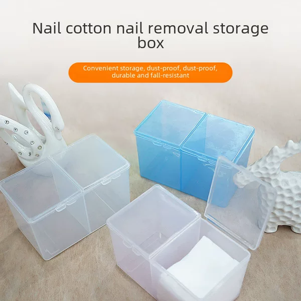 Nail Art Towel Storage Box with Double Compartment Design for Cotton Pads, Tools, and Cotton Swabs