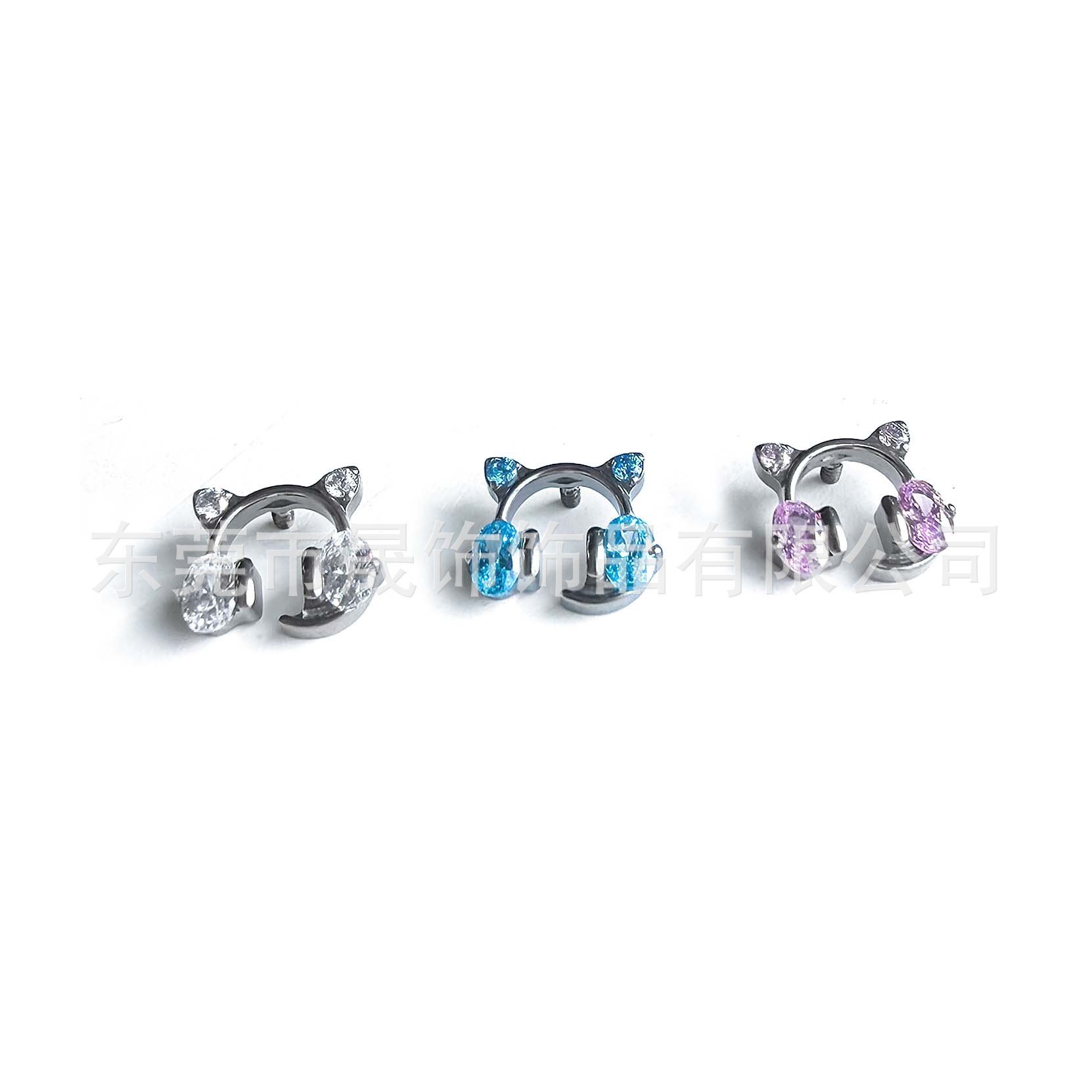 F136 Titanium 电竞小猫 Ear Stud G23 Implant Grade Titanium Ear 机猫 Helix Cartilage Stud Labret Stud Piercing Jewelry Accessories 头