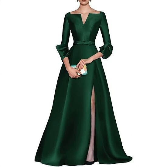 2026 New Wedding Dress Satin Long Gown for Guests, Sexy Slit Wedding Mother of the Bride Dress 2026 New Wedding Dress Satin Long Gown for Guests, Sexy Slit Wedding Mother of the Bride Dress