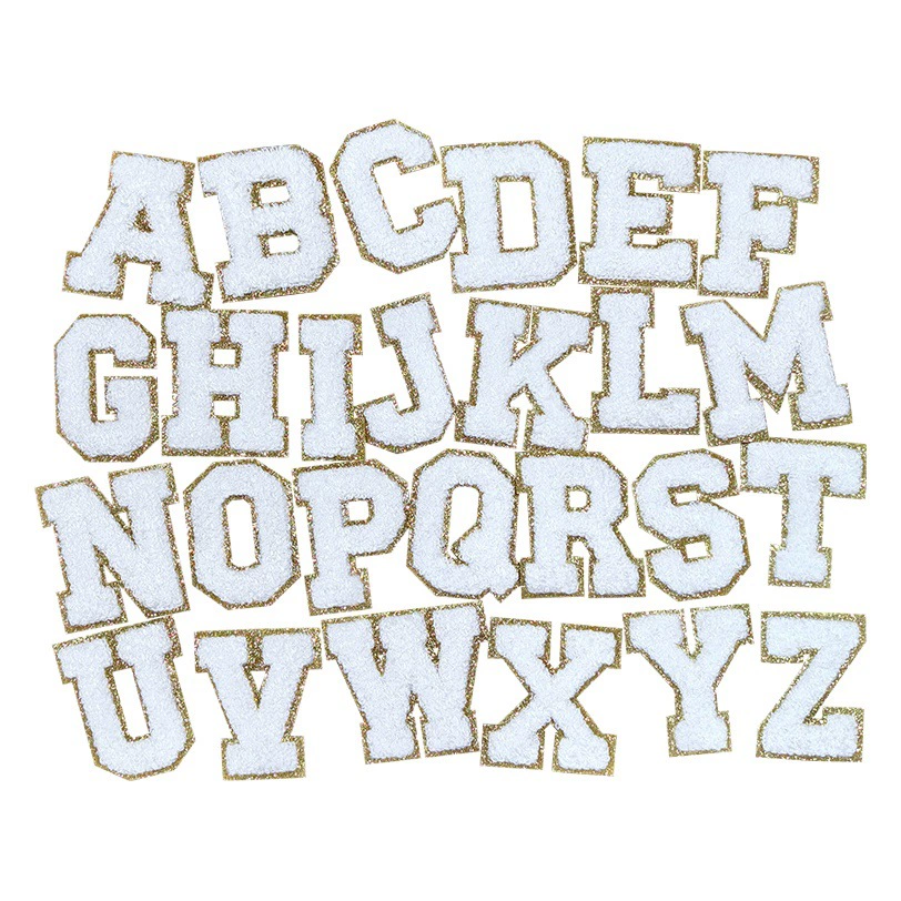 Хит продаж: самоклеящиеся вышитые нашивки с блестками (26 букв и цифр), 5,5 см, для одежды и аксессуаров для багажа