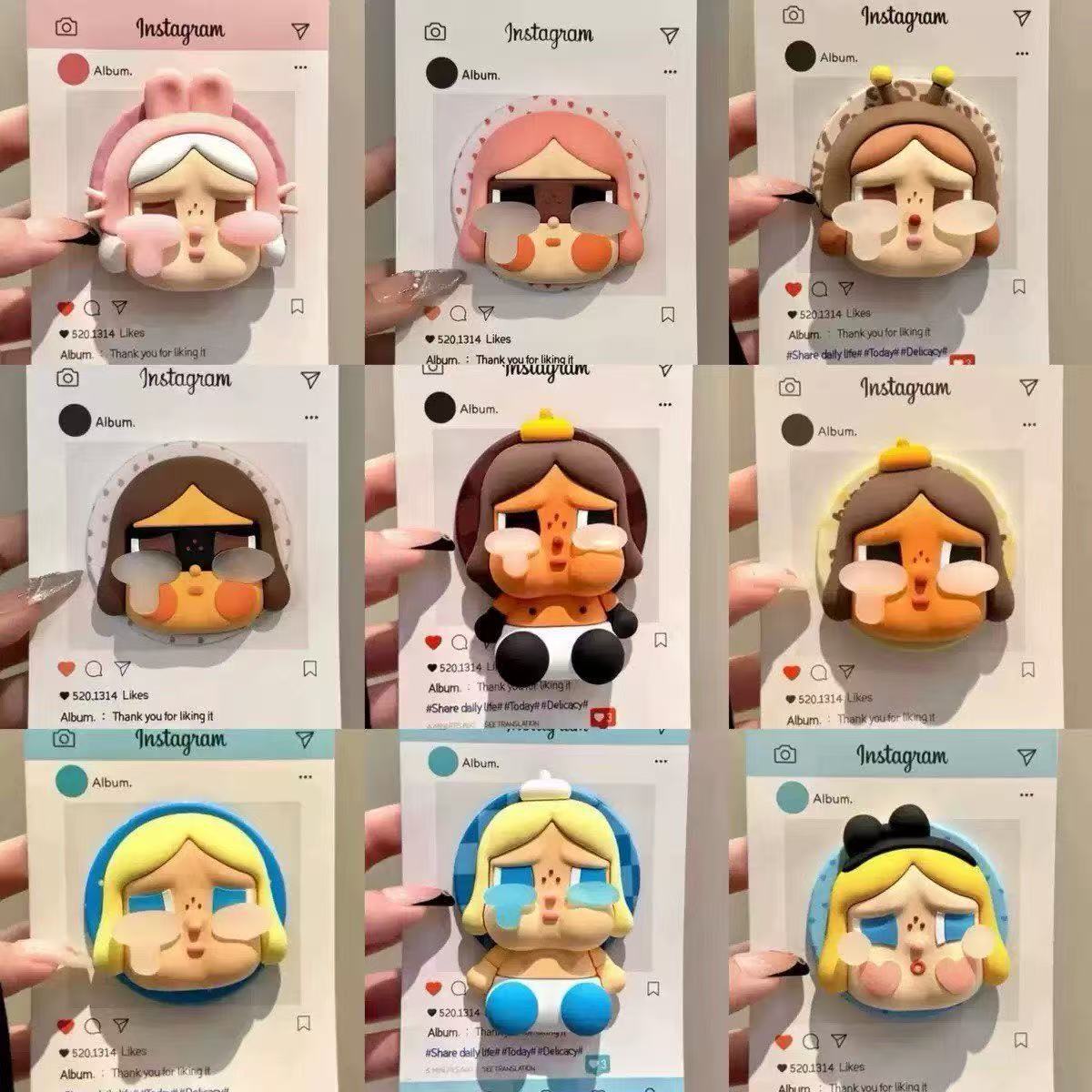 Cartoon Stereo Silicone Crying Baby Suitable for Magsafe Magnetic Holder Super Adsorption Desktop Telescopic Airbag for Women