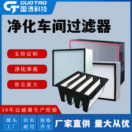 洁净车间有无隔板耐高温亚高效空气过滤器V型W型h13液槽FFU净化器