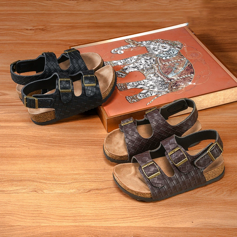 Детская обувь Yajian: Birkenstock, пробковая обувь, сабо, ретро пряжка, повседневные пляжные сандалии