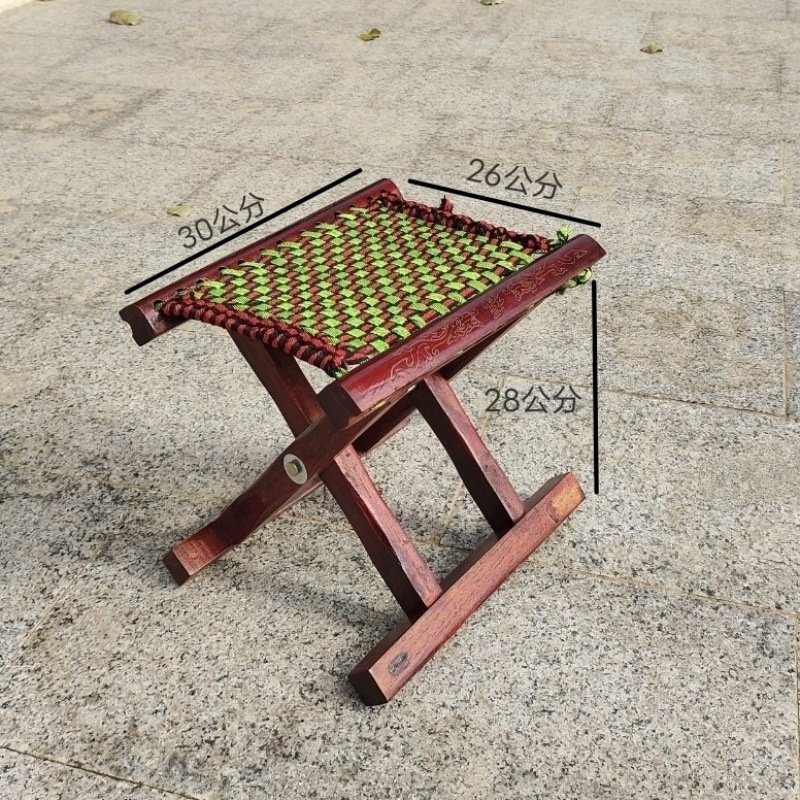 Taburete plegable al aire libre antiguo de madera sólida de madera Maza, taburete de barbacoa para el hogar, taburete de pesca portátil