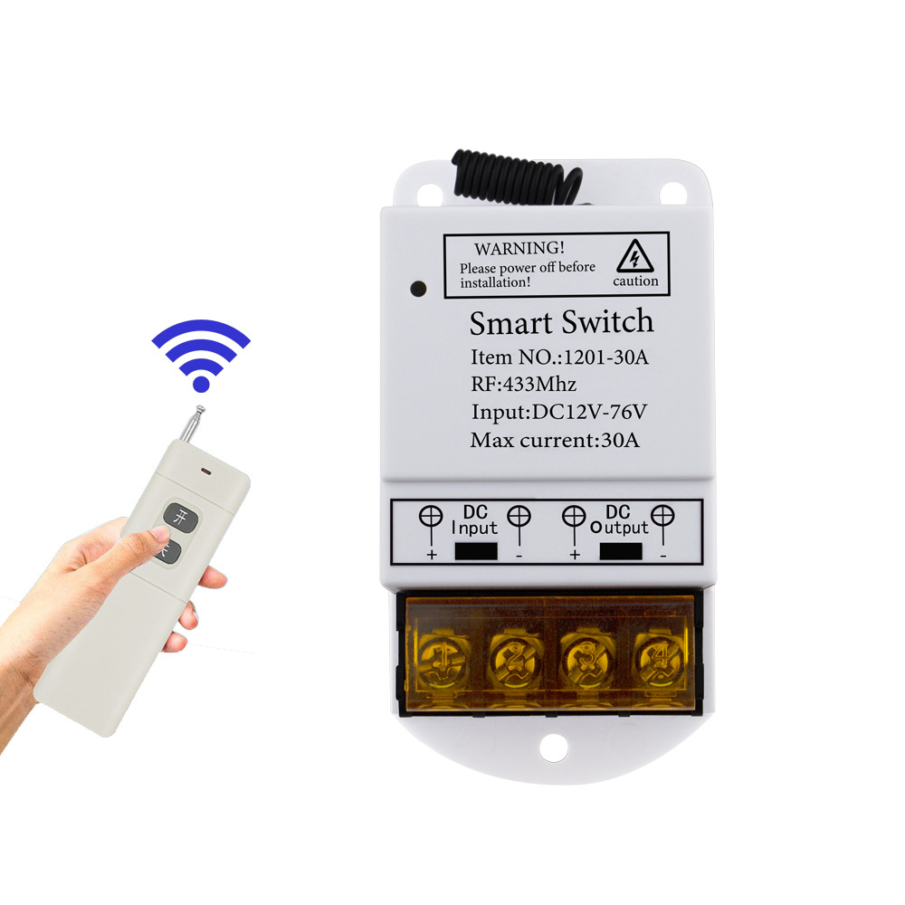 Wireless Remote Switch for DC 12V 24V 48V 76V High Power Water Pump Motor and Lighting Remote Control Switch