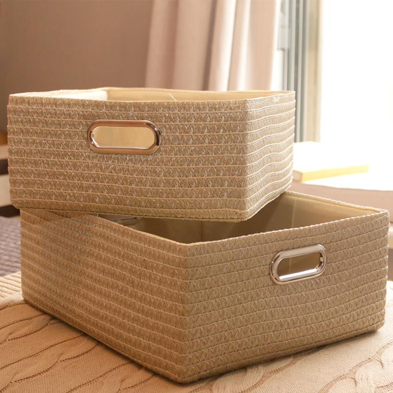 收纳筐日系草编收纳箱整理箱桌面衣柜杂物收纳盒储物框收纳篮包邮