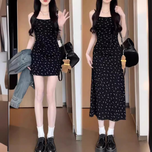 Ladies' Summer 2025 New Arrival Small Frame Floral Dress with French Chic, Stylish, Waist Cinching and Slimming Strapless Dress