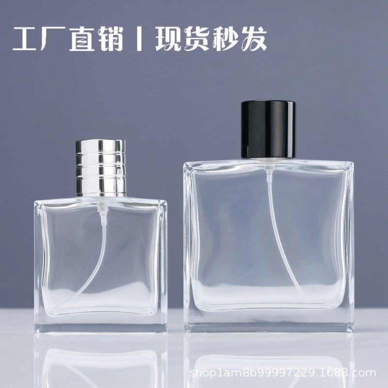 工厂直销现货批发扁方形透明玻璃香水瓶细喷雾便捷式可携带香水瓶