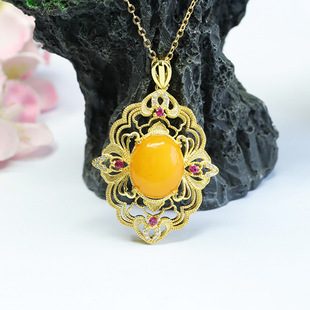 Xinyu natural amber pendant full of honey old beeswax pendant necklace vintage factory wholesale generation HP3053103