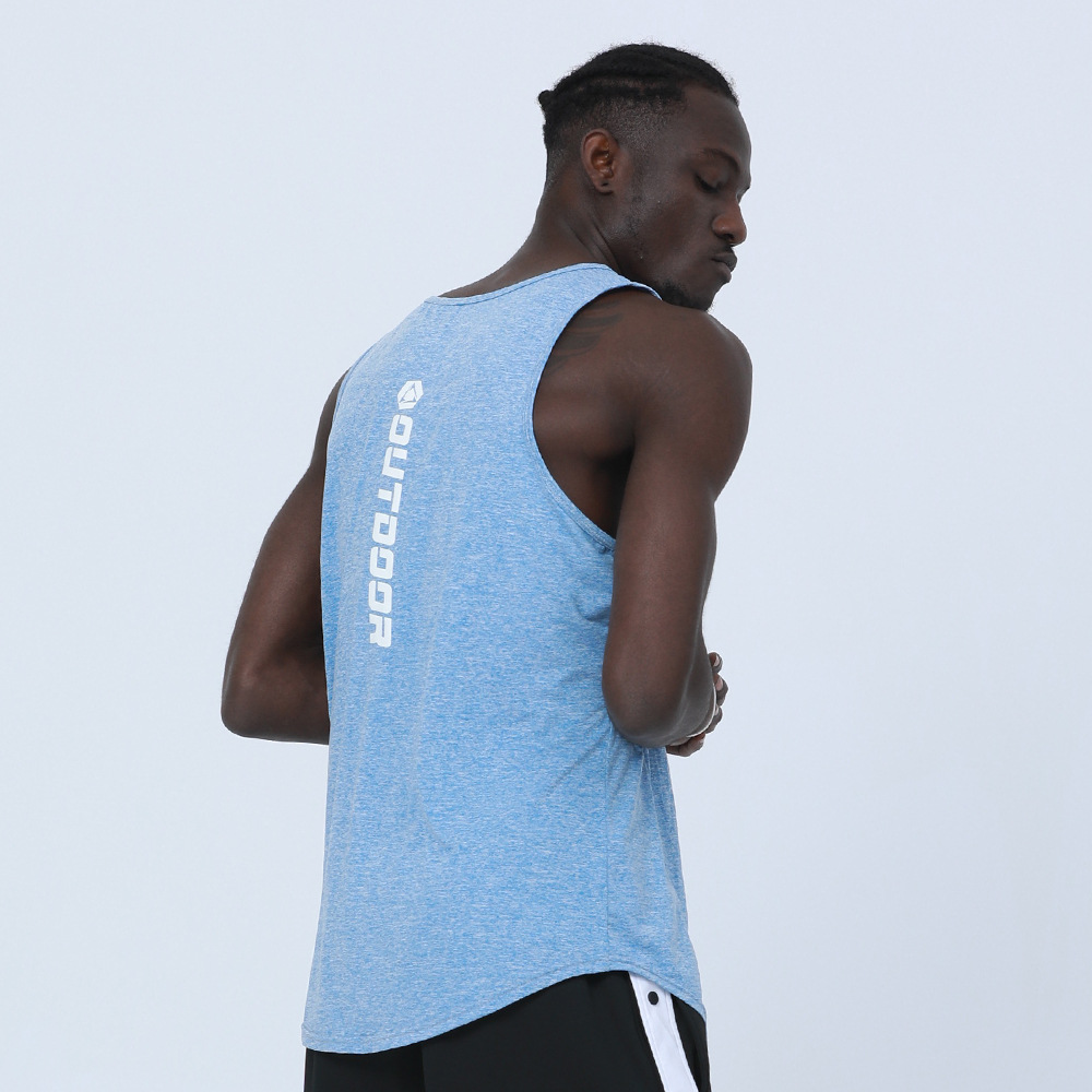 Verano de los hombres corriendo entrenamiento sin mangas de secado rápido ropa deportiva fitness hielo seda delgada suelta chaleco superior en stock impreso
