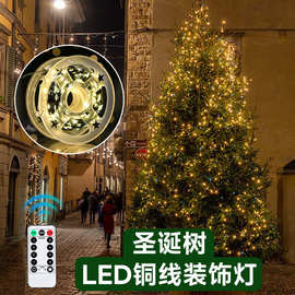 跨境绿线铜丝彩灯带遥控灯串圣诞树藤条花环装饰满天星绿植氛围灯