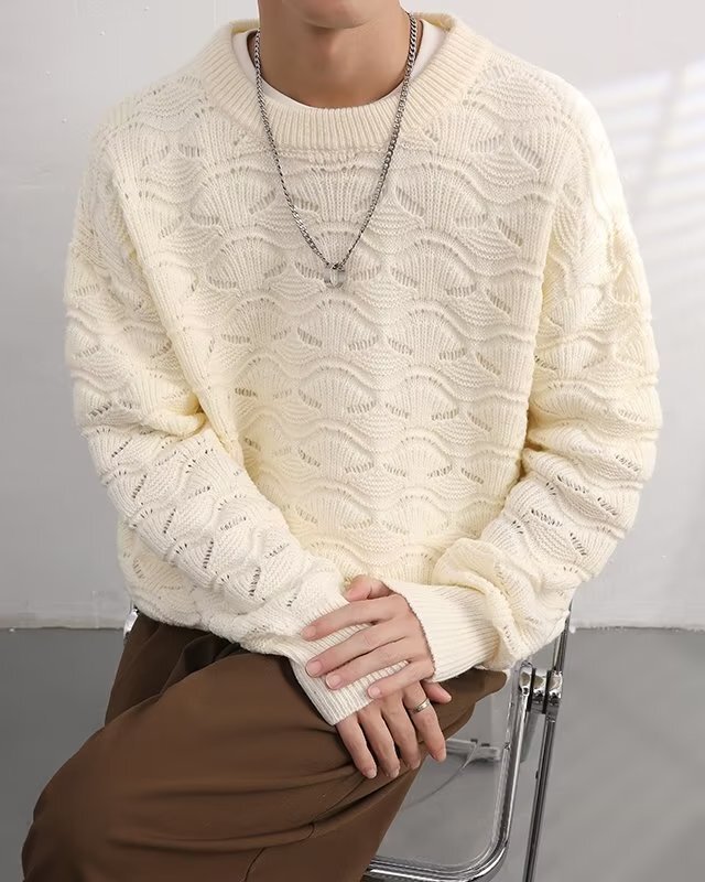 Round neck sweater men's loose casual trendy lazy sweater sweater bottoming sweater men's autumn and winter New Round neck sweater men's loose casual trendy lazy sweater sweater bottoming sweater men's autumn and winter New
