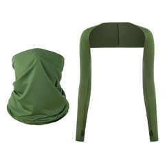 夏季戶外防曬騎行面罩連肩袖套冰絲護頸頭巾圍脖開車遮陽露指披肩