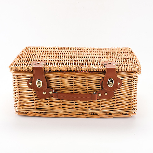 Cesta de picnic portátil de caña pastoral plegable con cubierta de cesta de comida para fotos accesorios cesta de picnic de excursión al aire libre