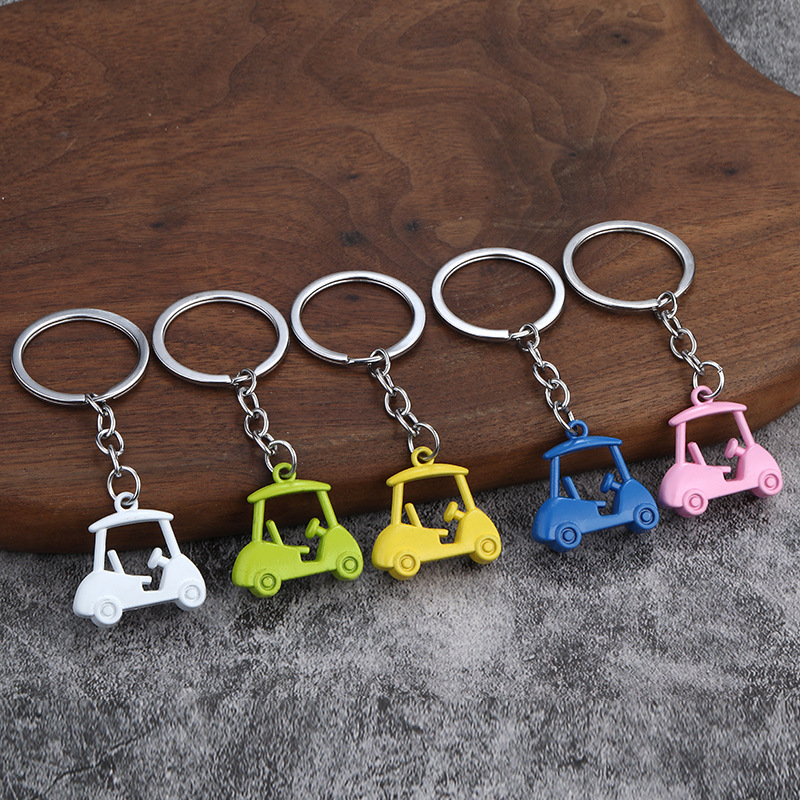 Creative 3d simulation golf cart key chain course scooter key chain outdoor activity small gift
