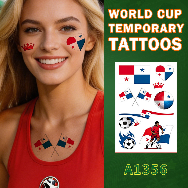 European and American style World Cup tattoo stickers, colorful team logos, trendy and personalized temporary tattoos