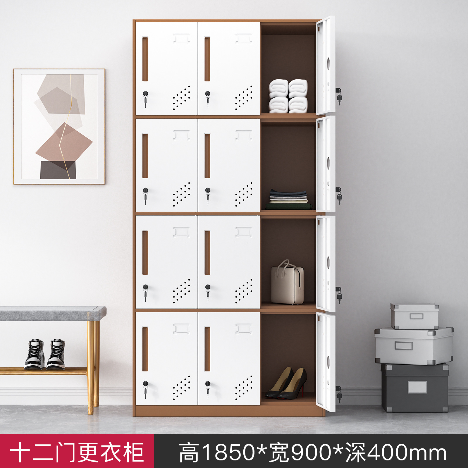 Armario de acero de borde estrecho color de dormitorio de personal armario de almacenamiento grueso baño gimnasio con cerradura cajón de armario