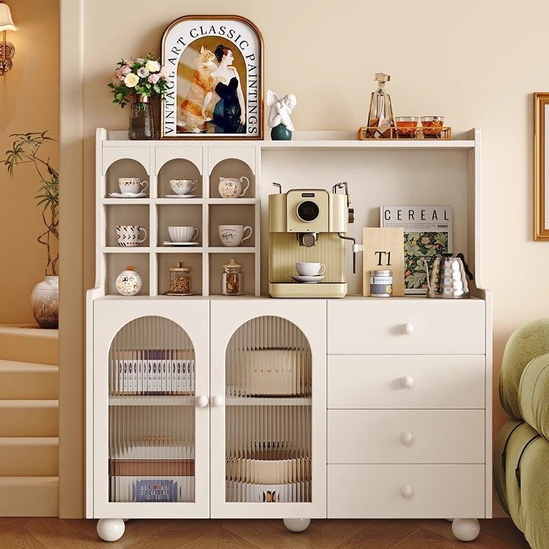 Solid Wood Sideboard Against the Wall, Integrated Storage Cabinet, Living Room Storage Cabinet, Kitchen Cabinet, Sofa Side Table, Coffee Machine Cabinet