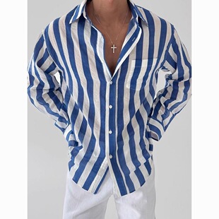 Summer thin blue trend fashionable shirt for leisure