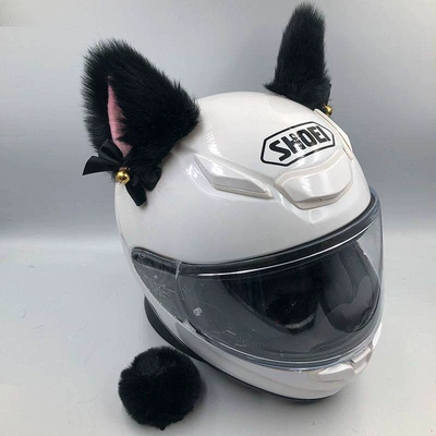 Ears Accessory for Motorcycles, Motosiklet dəbilqələri - black-pink-bell-ears-tail