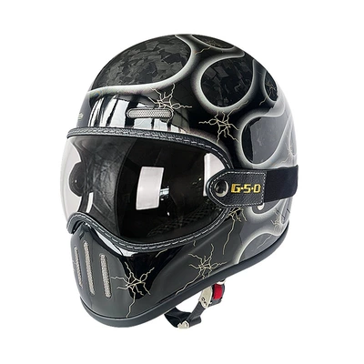Motosiklet kaskı (dəbilqə) — Motorcycle Helmet Full-Face Electric Motorcycle Helmet - silver-flame-transparent-mirror-m55-56