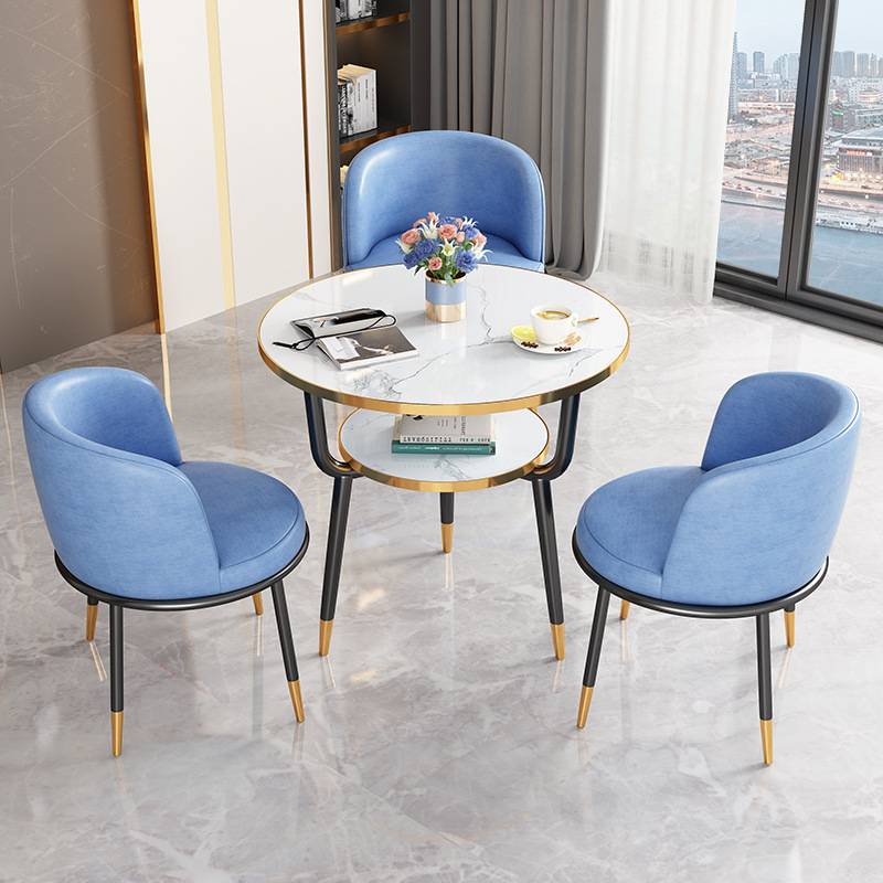 Fábrica directa de lujo ligero de recepción mesa y silla combinación de mesa de comedor de pequeño tipo de casa ocio leche tienda de té Negociación de café