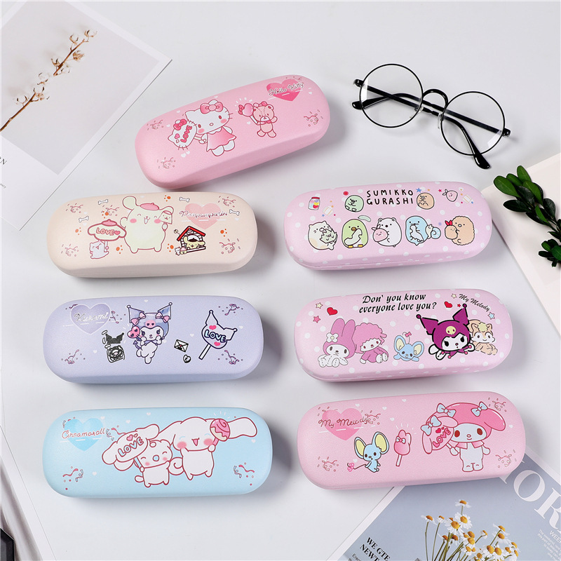 Japanese Style Cute PU Leather Cartoon Myopia Glasses Case Student Glasses Portable Girl's Heart Astigmatism Glasses Storage Box