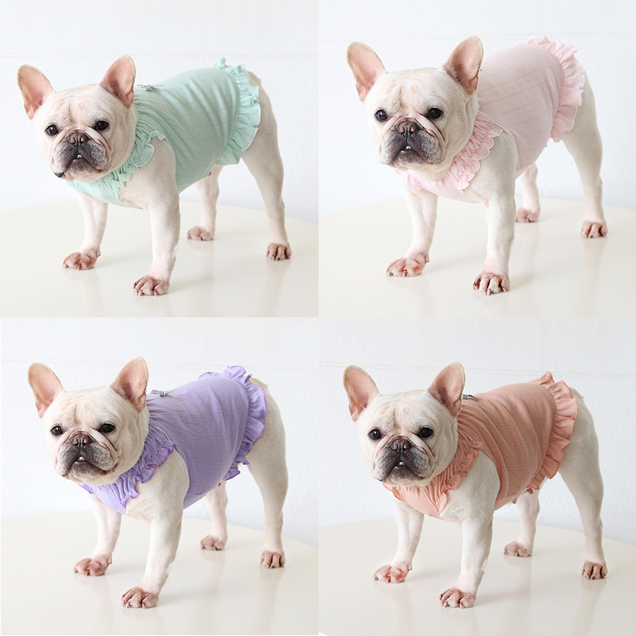 페트 스타일 방법 Dou Jacquard 중공 통기성 스커트 신선한 달콤한 개 옷 Ying Dou Bago Koji Garfield
