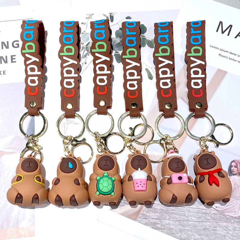 Cartoon cute kapibala capybara king key chain pendant bag pendant car key chain small gift wholesale