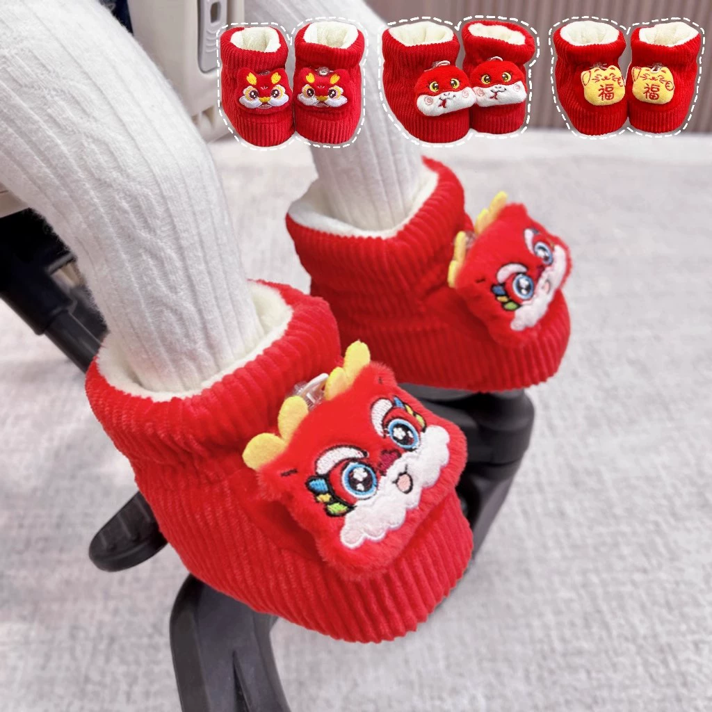 Зимняя детская обувь мягкая подошва плюс бархат осень 3 мужчины и женщины новорожденные ножки кролик 0-1 год не может бросить хлопчатобумажную обувь