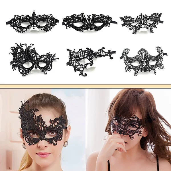 Amazon Adult Party Irregular Lace Mask Eye Mask Dance Party Half-Face Women's Halloween Prop Black