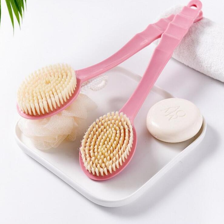 Doble cara con bola de baño dos en uno cepillo de baño de mango largo cepillo de baño cepillo de baño de masaje de pelo suave cepillo de baño