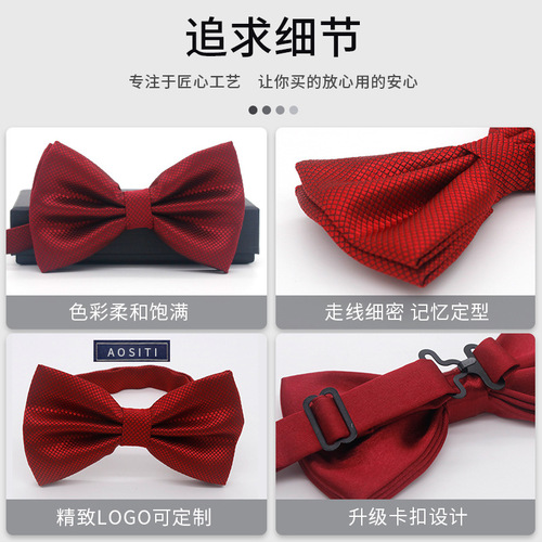 Men's Solid Color Formal Wedding Tie Tack Bow Tie Tie for Groom and Best Man, Wholesale
