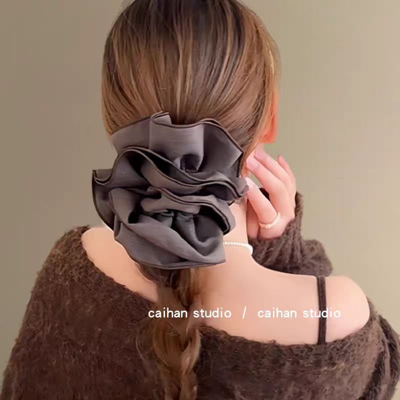 Elástico de cabelo plissado 4 camadas para mulheres_voghion.com