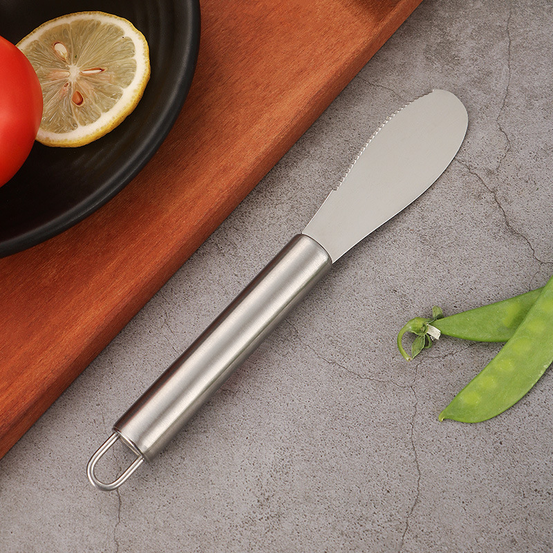 Cuchillo de mantequilla de acero inoxidable cuchillo de mantequilla espátula de mantequilla mermelada de pastel pequeño raspador cuchillo dentado cuchillo de salsa utensilios para hornear