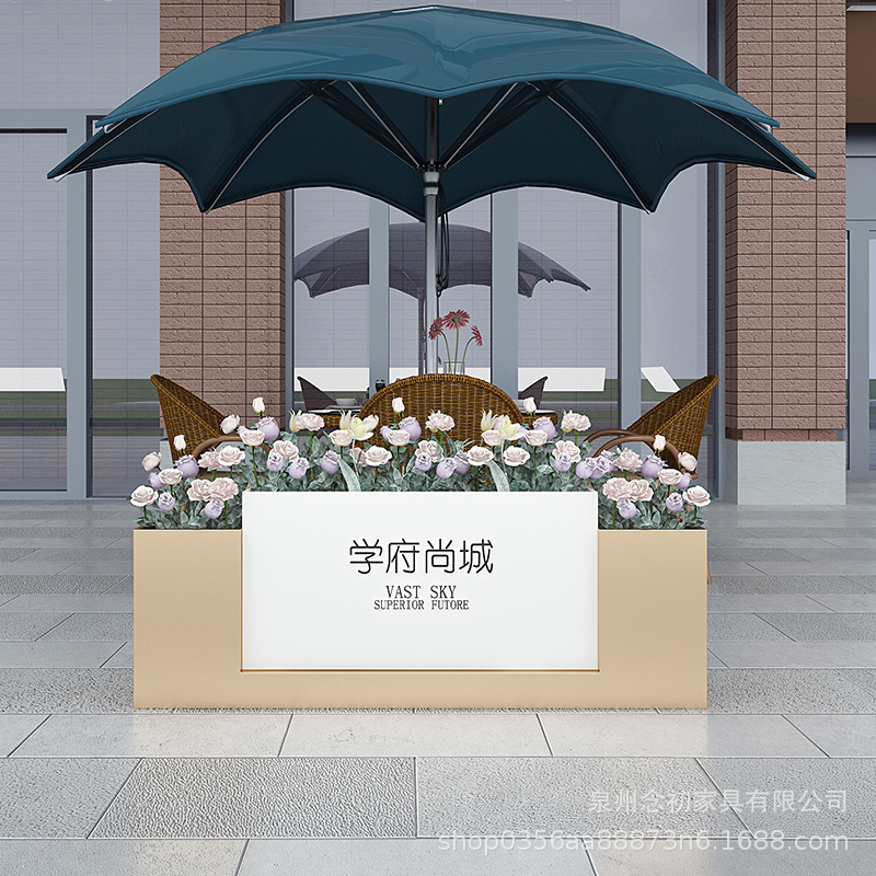 戸外鉄芸花箱組合せ販売部商店街は緑化花壇カフェ街のステンレス花溝を遮断している