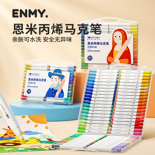 Enmy Acrylic Markers Are Water-Based, Opaque, and Can Be Layered, Washable Markers for Children