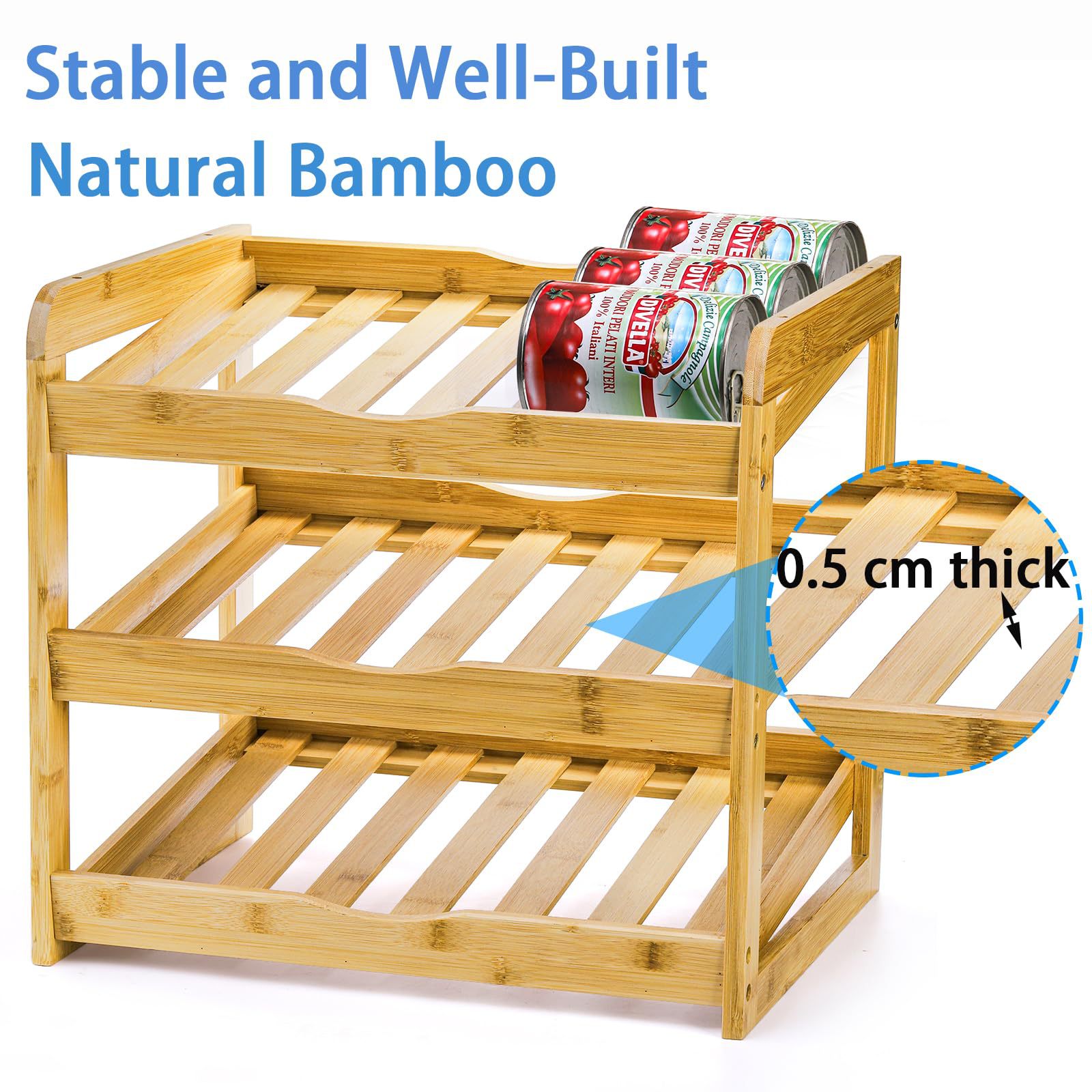 Bamboo multi-layer storage rack kitchen tabletop cans pet can…