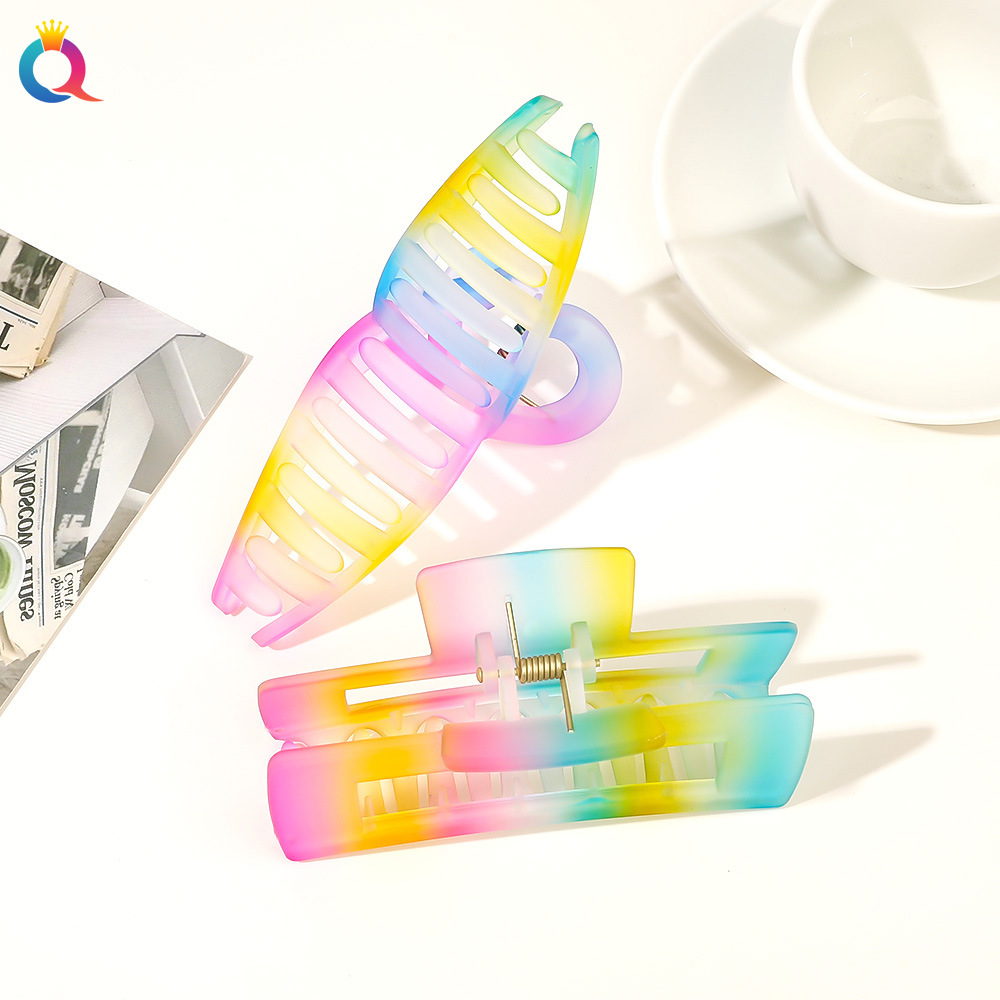 55g Weight Hair Claws Hair Accessories Type 1 Piece Quantity Holiday, Daily Occasion Plastic Material Rainbow Pattern Women's Gender Sweet, Simple Style Style Women's Sweet Simple Style Rainbow Plastic Hair Claws 6