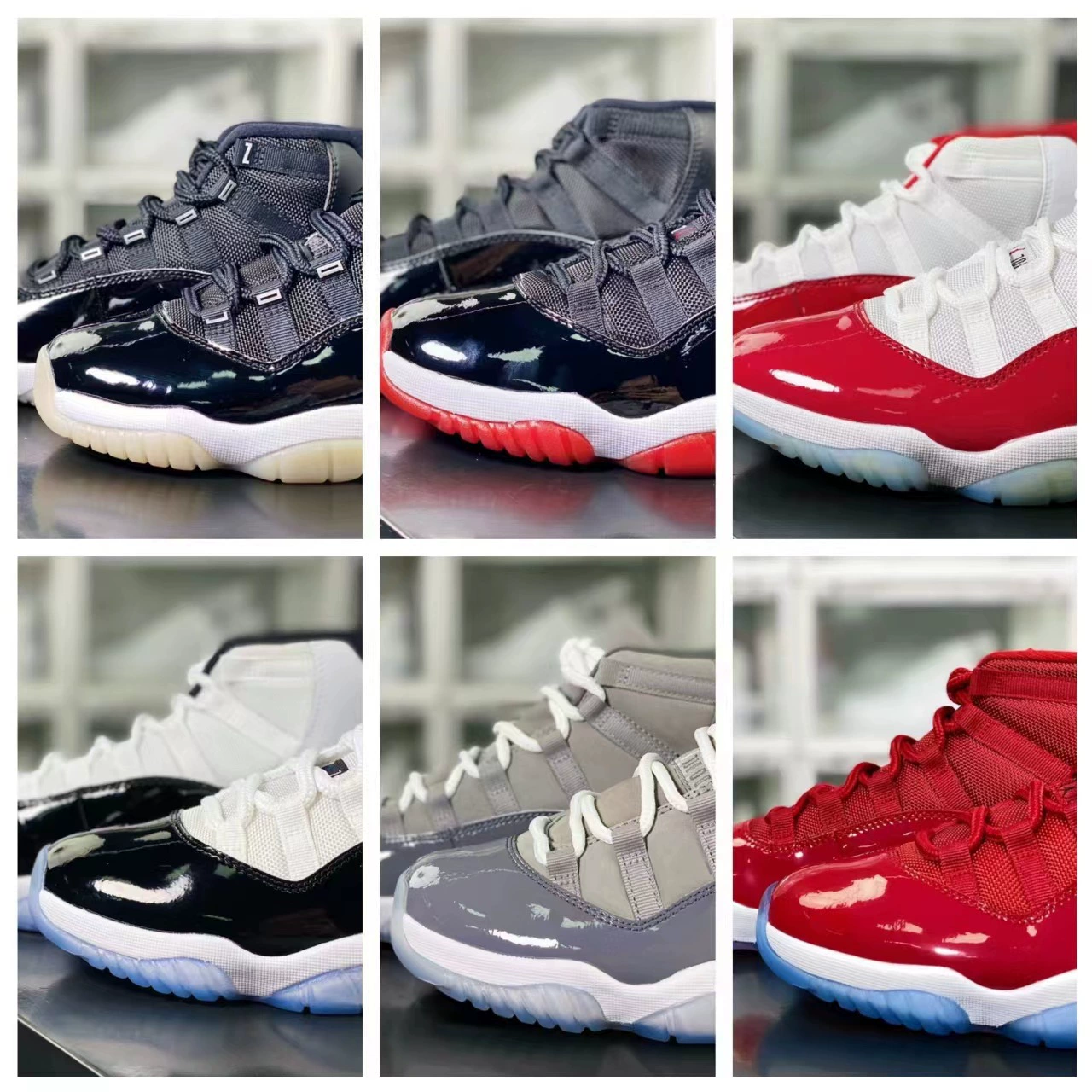 √weiqin Putian Pure Original High-version Aj11 High Bang Kang Kuang Black Silver Men and Women Sports and Leisure Anti-slip and Wear Resistant