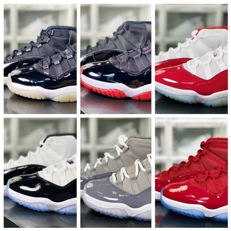 √weiqin Putian Pure Original High-version Aj11 High Bang Kang Kuang Black Silver Men and Women Sports and Leisure Anti-slip and Wear Resistant