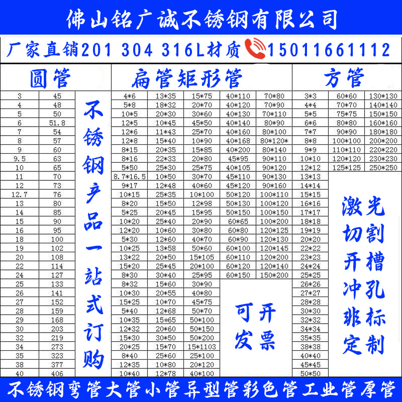 国标201 304 316L不锈钢方管 圆管 扁管 拉丝小管 抛光不锈钢方通