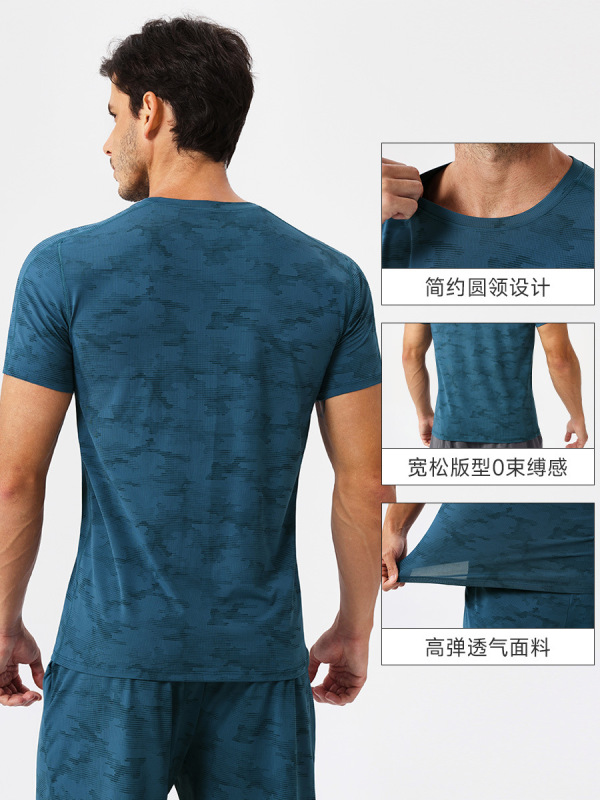 メンズゆったりスポーツ半袖涼感通気性スポーツランニングtシャツアウトドアレジャートレーニング速乾半袖|undefined