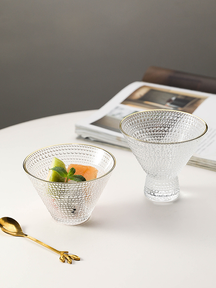 日式雪糕冰淇淋碗單球透明寬口錐形布丁酸奶甜品玻璃杯水杯小ins