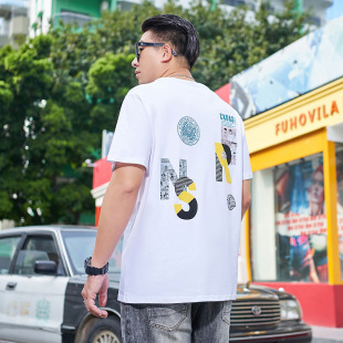 [Clear Stock/Broken Code] T1029 | Plus Size Men's Summer Letter Printed T-Shirt Loose Men's Short Sleeves