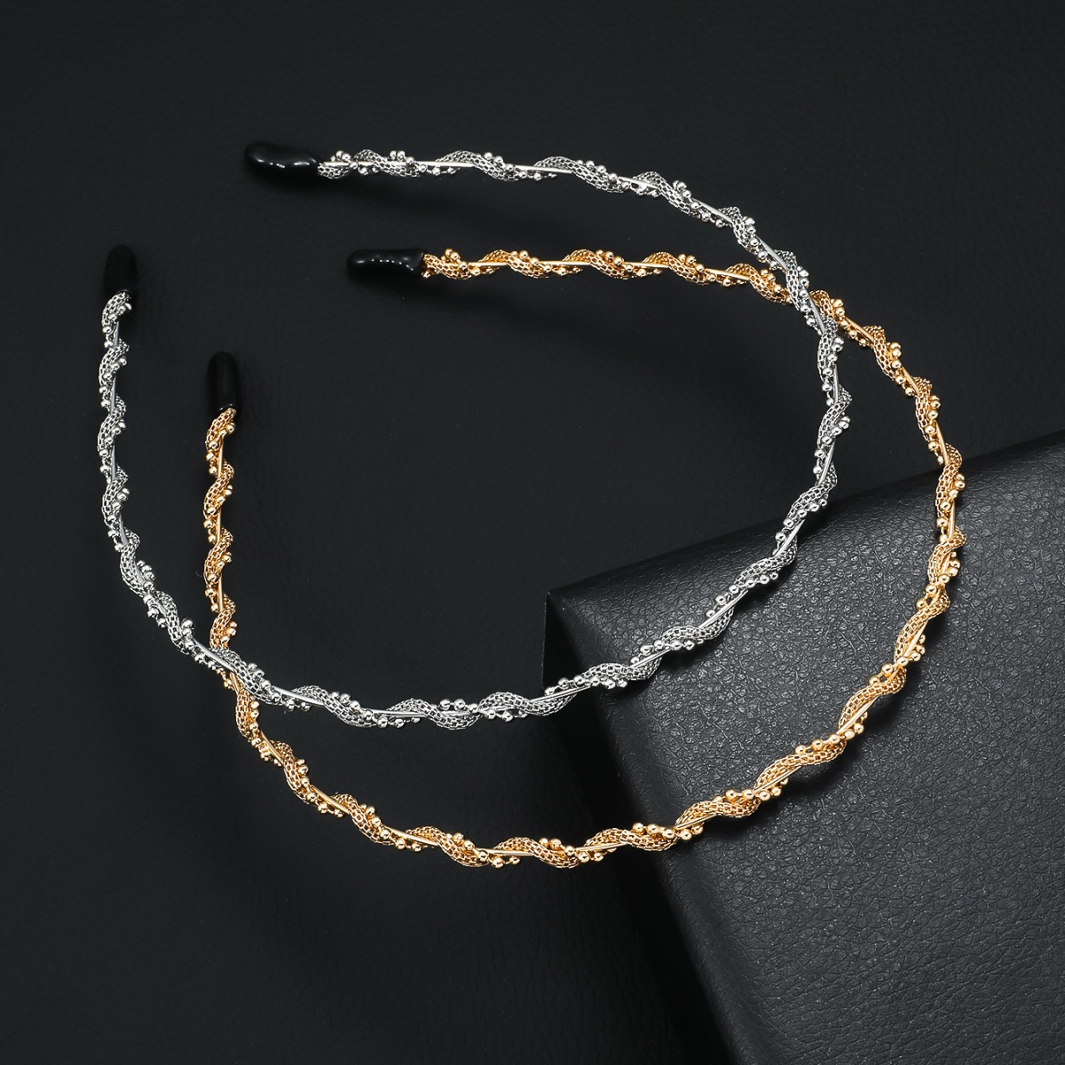 Simple nupcial accesorios para el cabello de las mujeres hecho a mano sinuoso onda diadema estilo japonés coreano tocado torcido rhinestone perla diadema